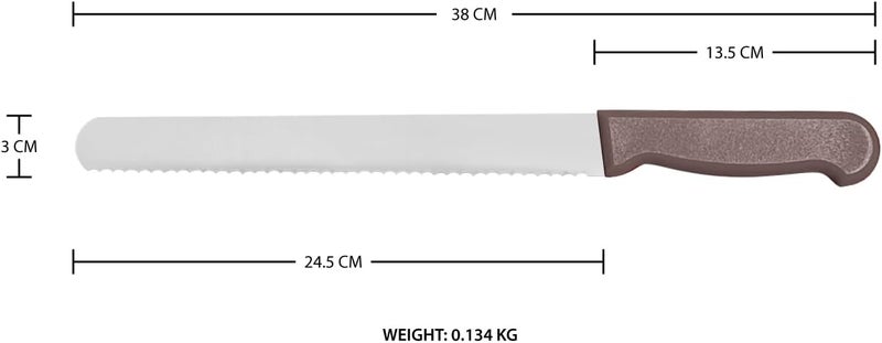 Kitchen Master 10 Inch Stainless Steel Serrated Bread Knife (Brown) | Heavy-Duty Slicer, KMK037 - Image 2